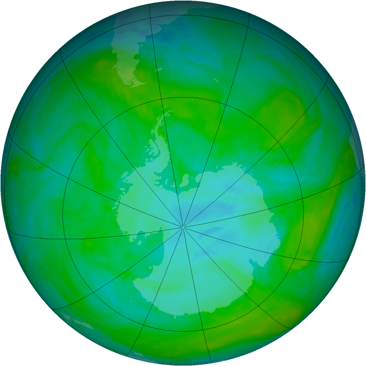 Antarctic ozone map for 26 December 2003